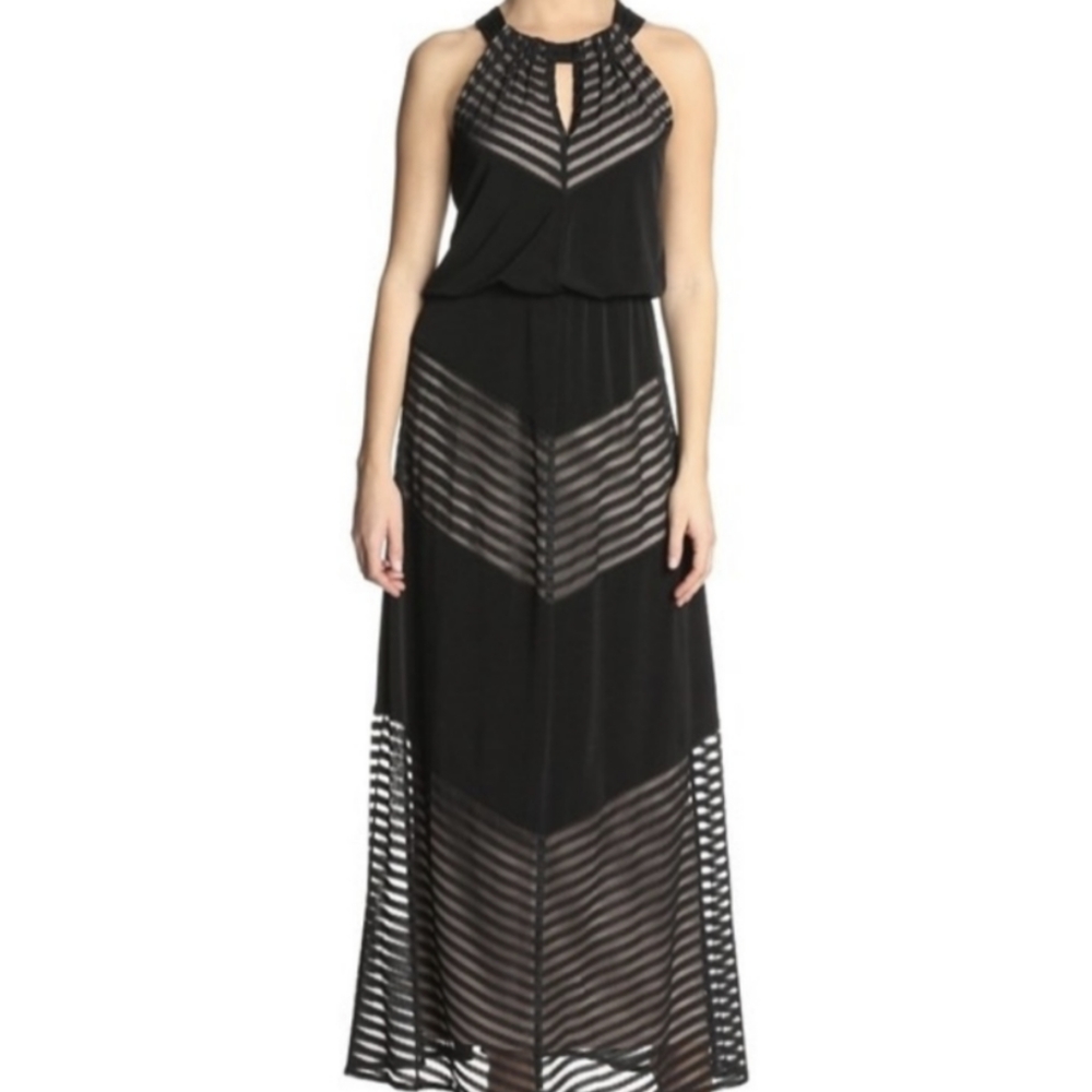 London Times Illusion Maxi Gown